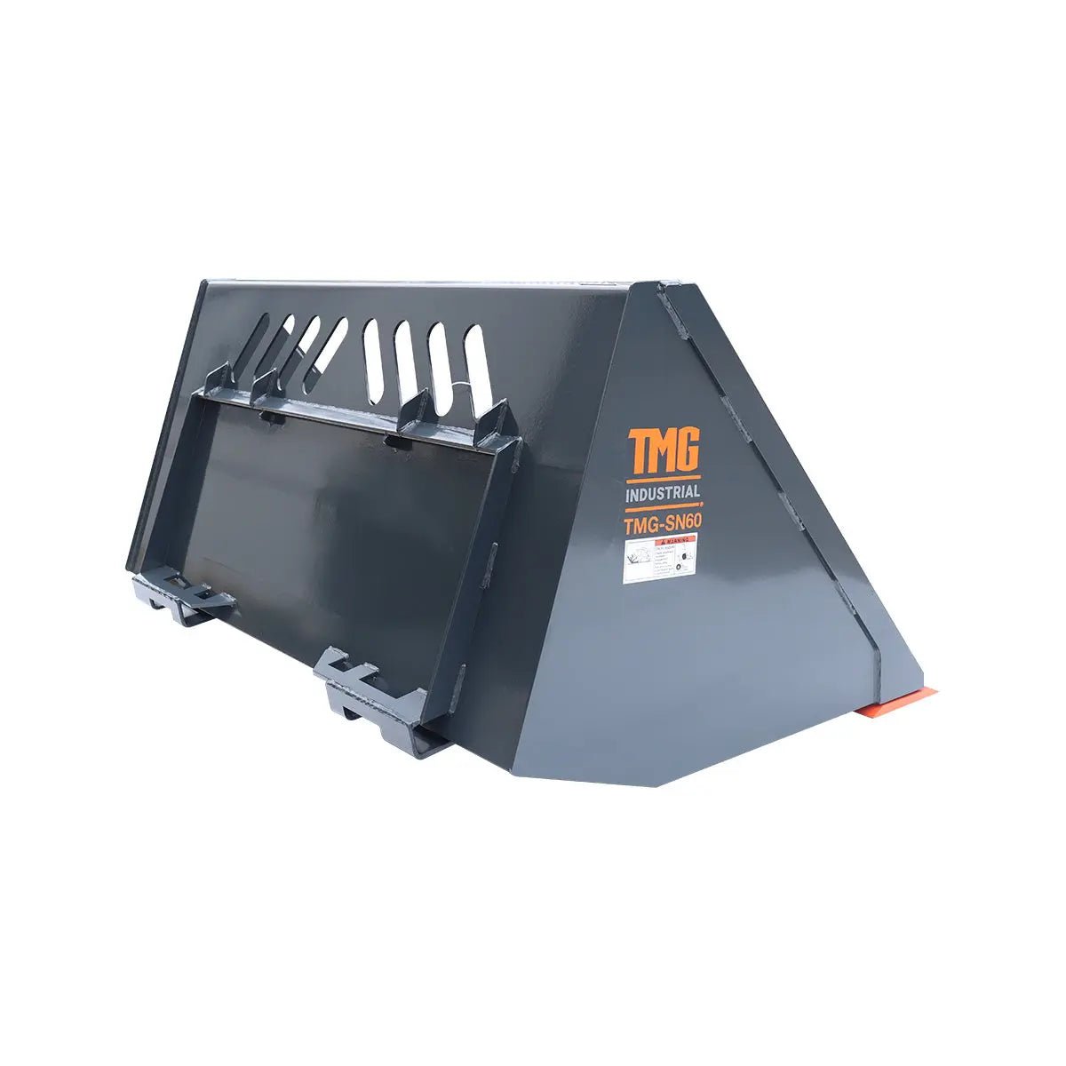 Heavy-Duty 60″ Skid Steer Snow/Mulch Bucket, Bolt-On Cut Edge, 1500-lb Weight Capacity, Universal Quick Mount, TMG-SN60