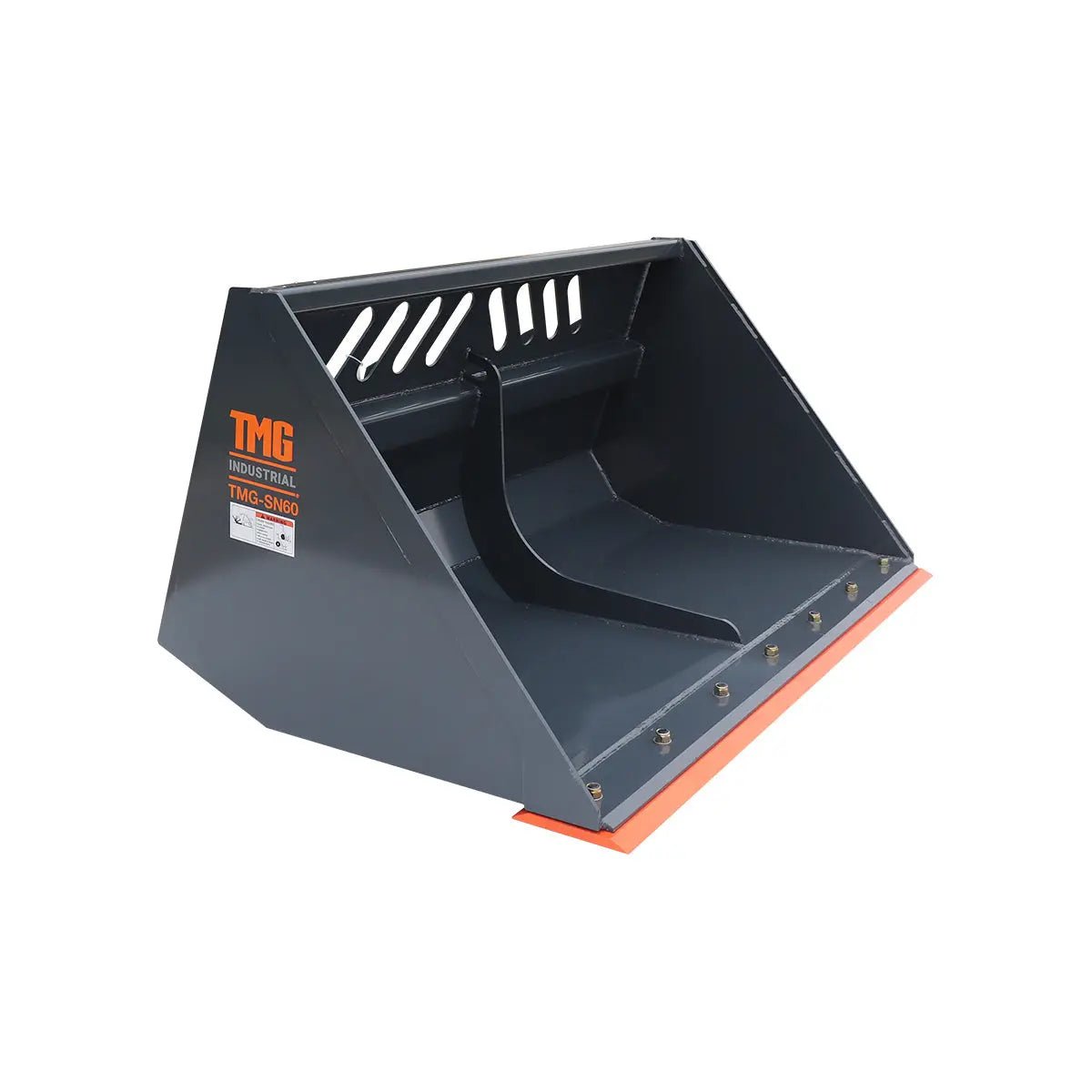 Heavy-Duty 60″ Skid Steer Snow/Mulch Bucket, Bolt-On Cut Edge, 1500-lb Weight Capacity, Universal Quick Mount, TMG-SN60