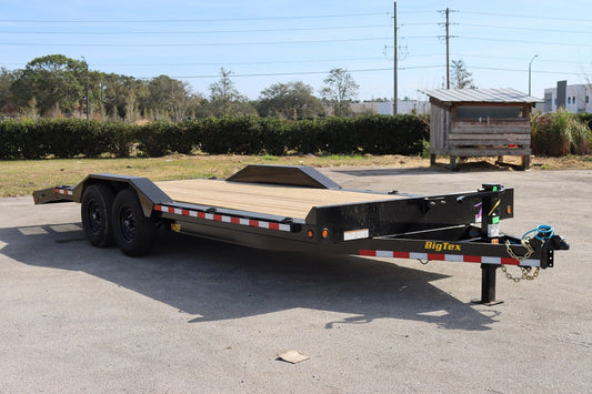 22 Foot Big Tex Heavy Duty with Drive-Over Fender Black Equipment Trailer (14DF-19BK+3KR)