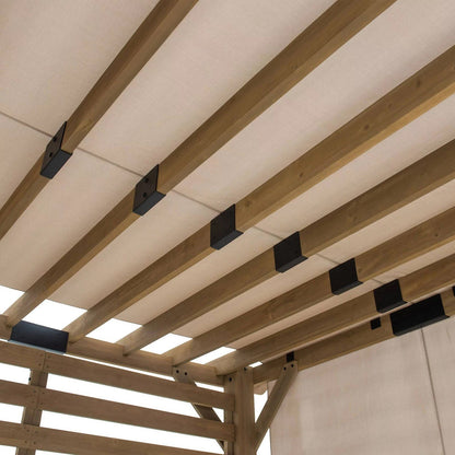 SummerCove 11 ft. x 10 ft. Tan Cedar Frame Wood Pergola with Adjustable Canopy