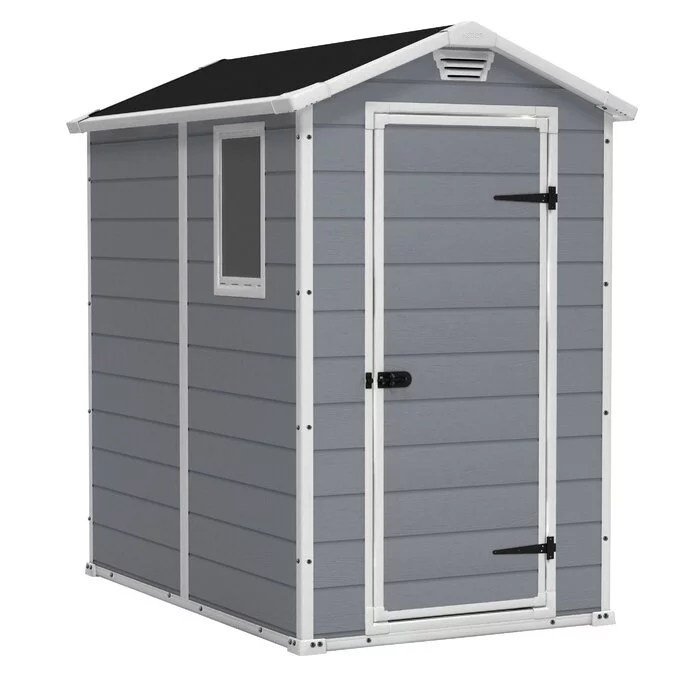 Keter Manor 4 ft. W x 6 ft. D Vertical Resin Outdoor Storage Shed Ideal For Patio Installation Included