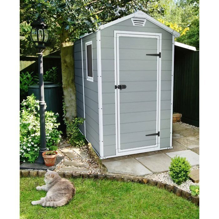 Keter Manor 4 ft. W x 6 ft. D Vertical Resin Outdoor Storage Shed Ideal For Patio Installation Included