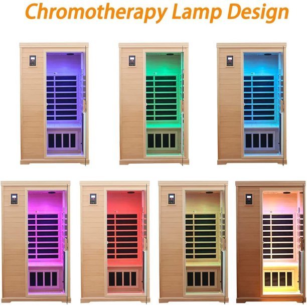 KUNSANA Far infrared sauna room,One person size, Hemlock Wooden Far Infrared Sauna for Home