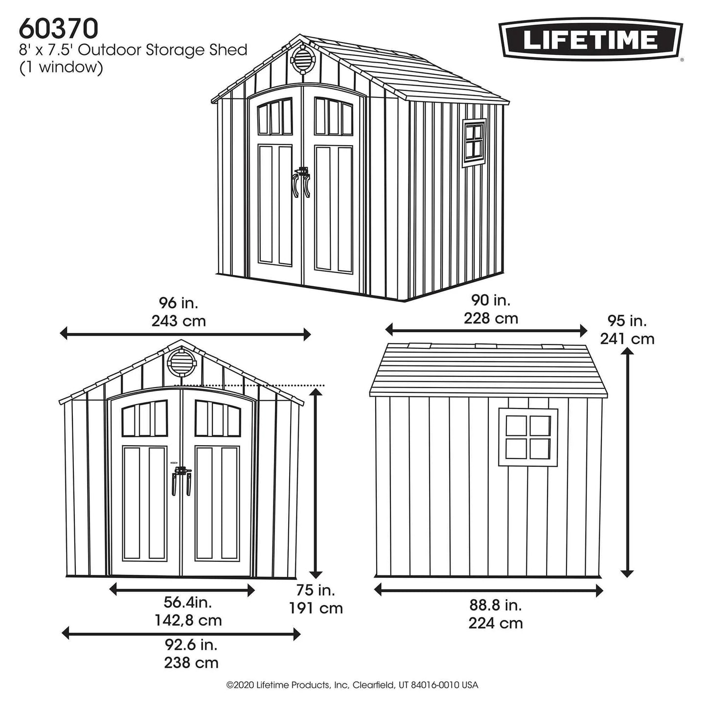Lifetime 8 Ft x 7.5 Ft Outdoor Storage Shed
