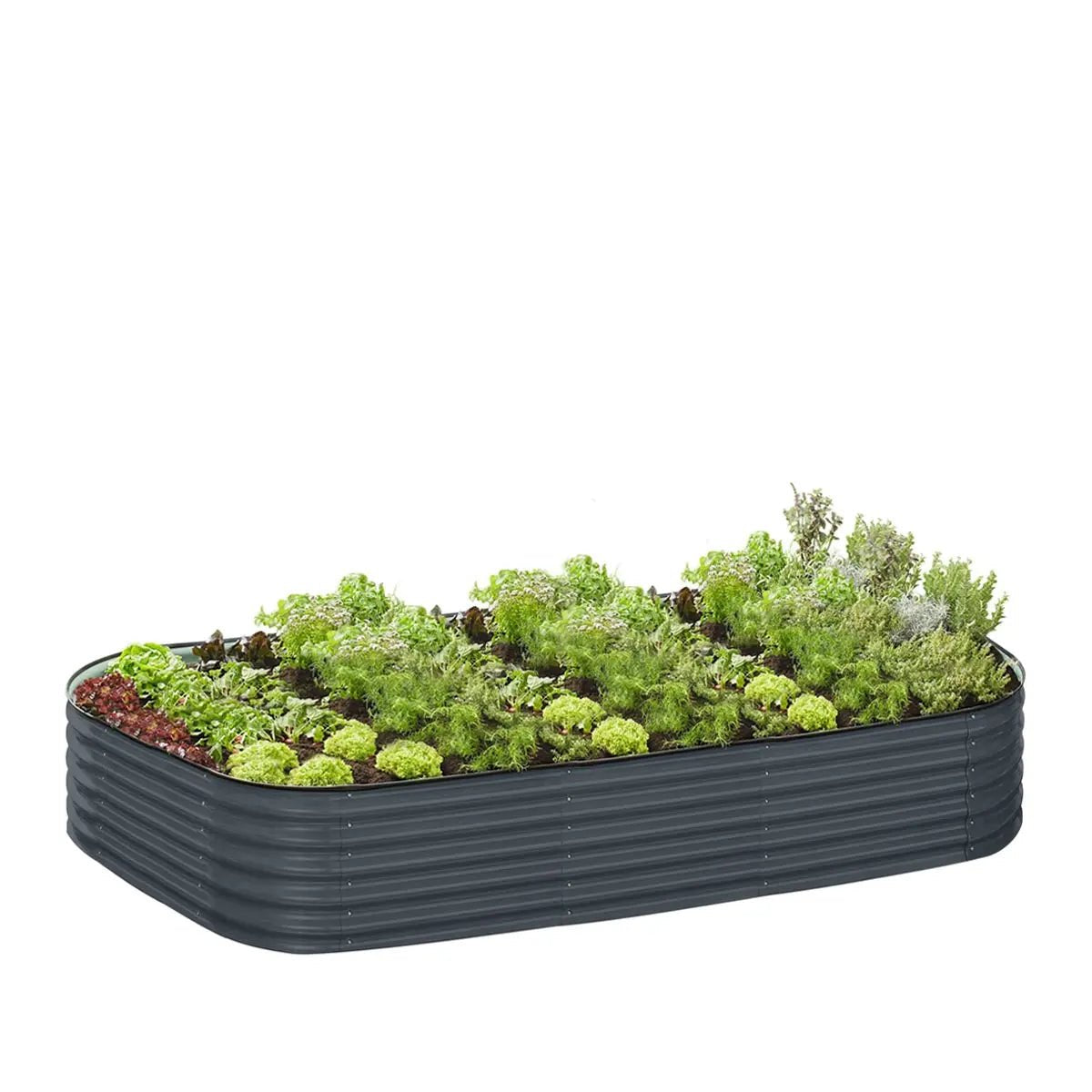 Metal Raised Garden Bed Kit, 9-In-1 Modular Design, 18″ Tall, Galvanized & Powder Coated, Rubber Edging, TMG-MGB96