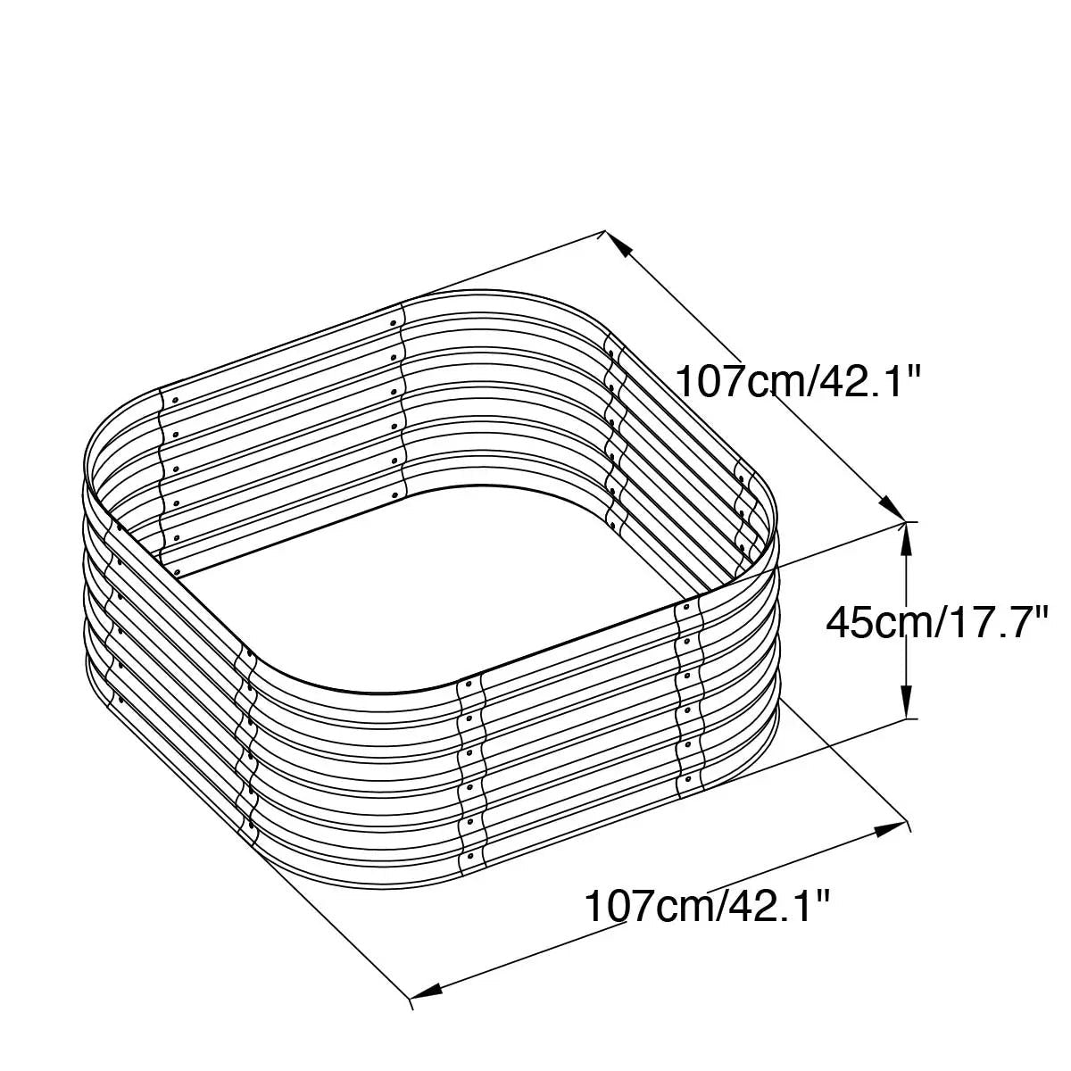 Metal Raised Garden Bed Kit, 9-In-1 Modular Design, 18″ Tall, Galvanized & Powder Coated, Rubber Edging, TMG-MGB96