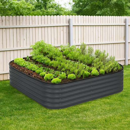 Metal Raised Garden Bed Kit, 9-In-1 Modular Design, 18″ Tall, Galvanized & Powder Coated, Rubber Edging, TMG-MGB96