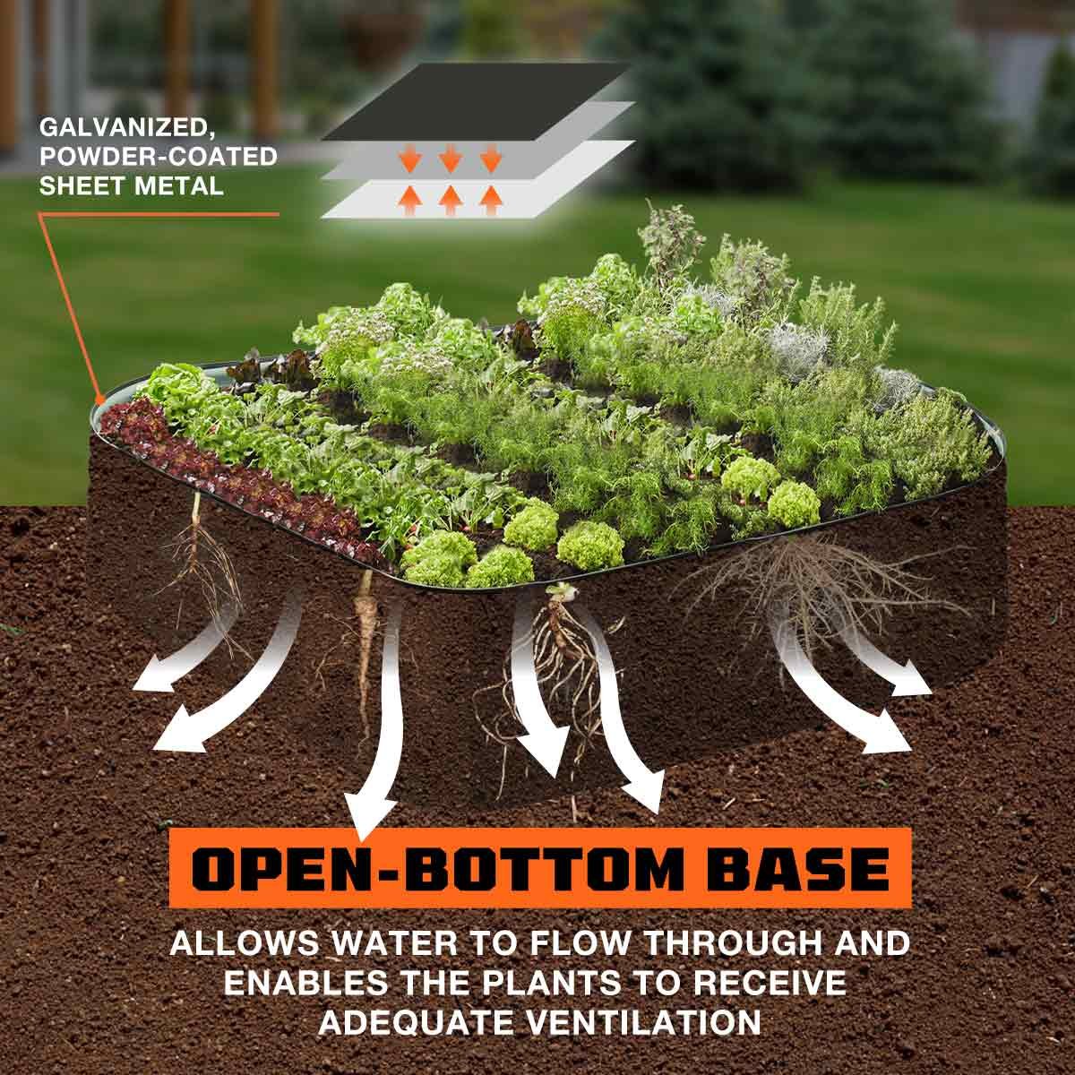 Metal Raised Garden Bed Kit, 9-In-1 Modular Design, 18″ Tall, Galvanized & Powder Coated, Rubber Edging, TMG-MGB96