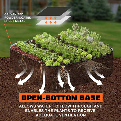Metal Raised Garden Bed Kit, 9-In-1 Modular Design, 18″ Tall, Galvanized & Powder Coated, Rubber Edging, TMG-MGB96