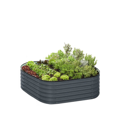 Metal Raised Garden Bed Kit, 9-In-1 Modular Design, 18″ Tall, Galvanized & Powder Coated, Rubber Edging, TMG-MGB96