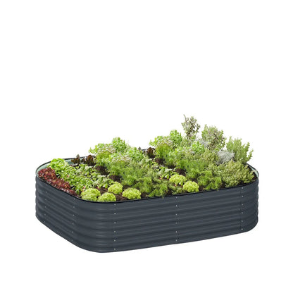 Metal Raised Garden Bed Kit, 9-In-1 Modular Design, 18″ Tall, Galvanized & Powder Coated, Rubber Edging, TMG-MGB96