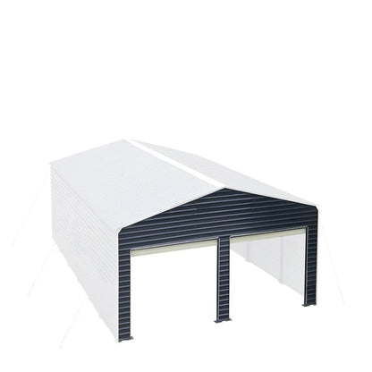 Metal Shed Carport Add-On Package Kit For TMG-MSC2020F And TMG-MSC2030F , Front Wall w/Roll Up Doors & Back Wall, TMG-MSC20-RD12