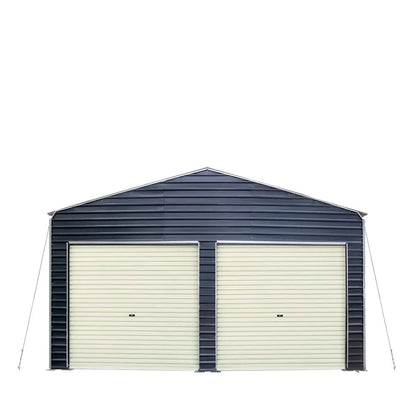 Metal Shed Carport Add-On Package Kit For TMG-MSC2020F And TMG-MSC2030F , Front Wall w/Roll Up Doors & Back Wall, TMG-MSC20-RD12