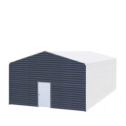 Metal Shed Carport Add-On Package Kit For TMG-MSC2020F And TMG-MSC2030F , Front Wall w/Roll Up Doors & Back Wall, TMG-MSC20-RD12