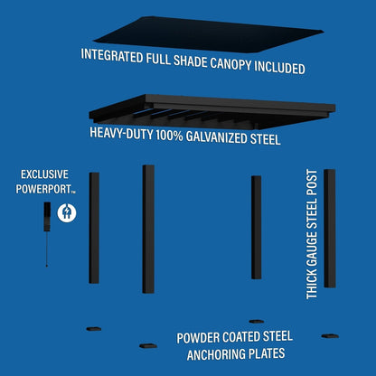 12×10 Trenton Modern Steel Pergola With Sail Shade Soft Canopy