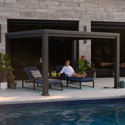 12×10 Trenton Modern Steel Pergola With Sail Shade Soft Canopy