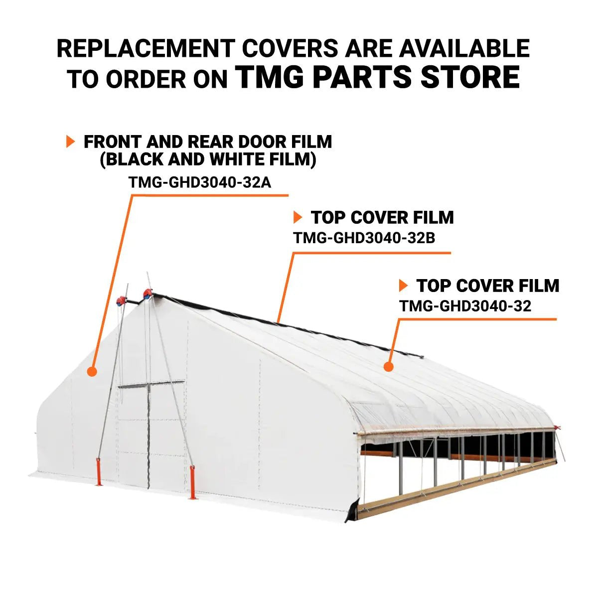 Pro Series 30’ x 40’ Light Deprivation Two Layer Cover Greenhouse Grow Tent, 6-mil Blackout Tarp and Clear Film, Cold Frame, Hand Crank Roll-Up Sides, Peak Ceiling Roof, TMG-GHD3040