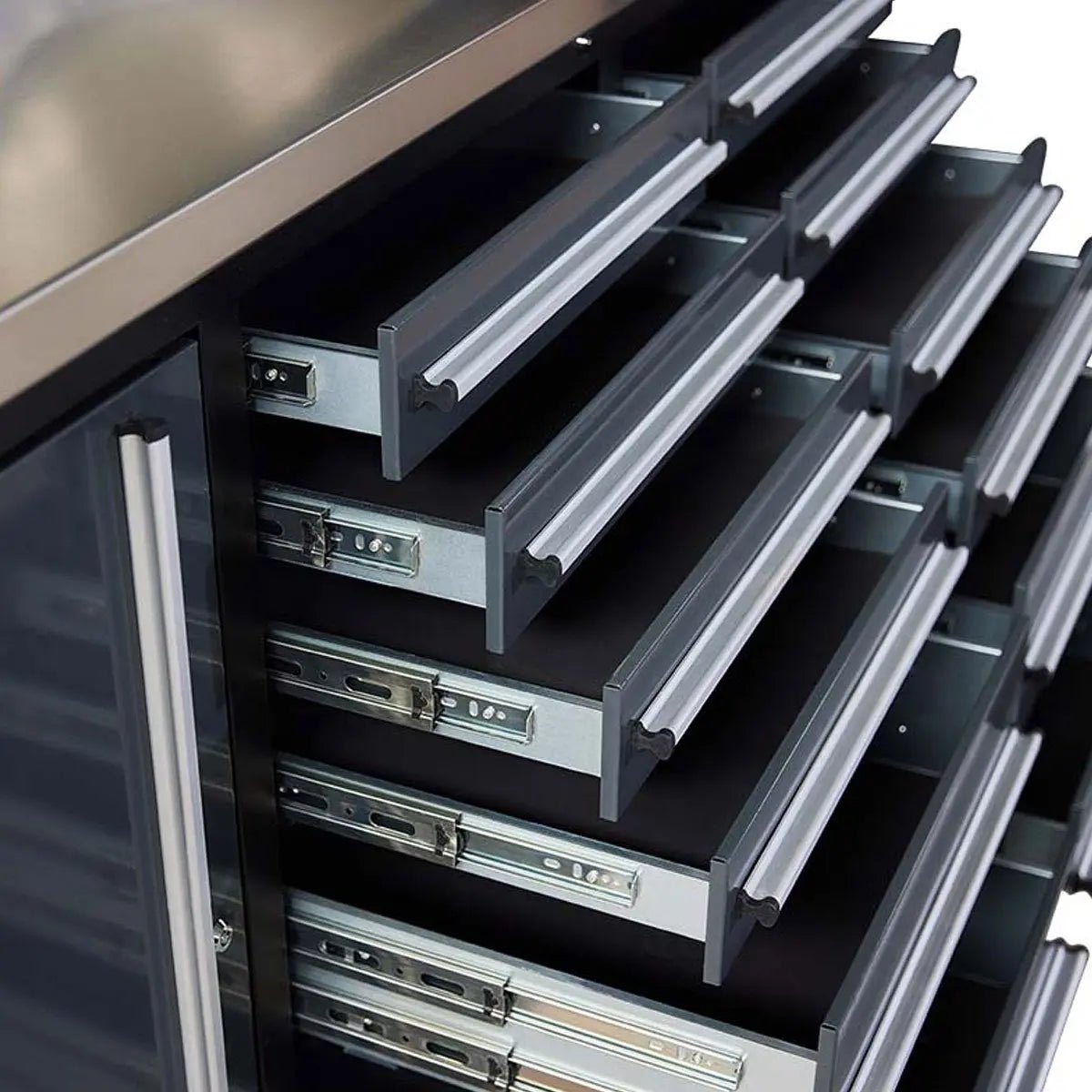 Pro Series 7-Ft 12-Drawer Workbench with Stainless Steel Top, Ball Bearing Double Slides & Casters, TMG-WB712