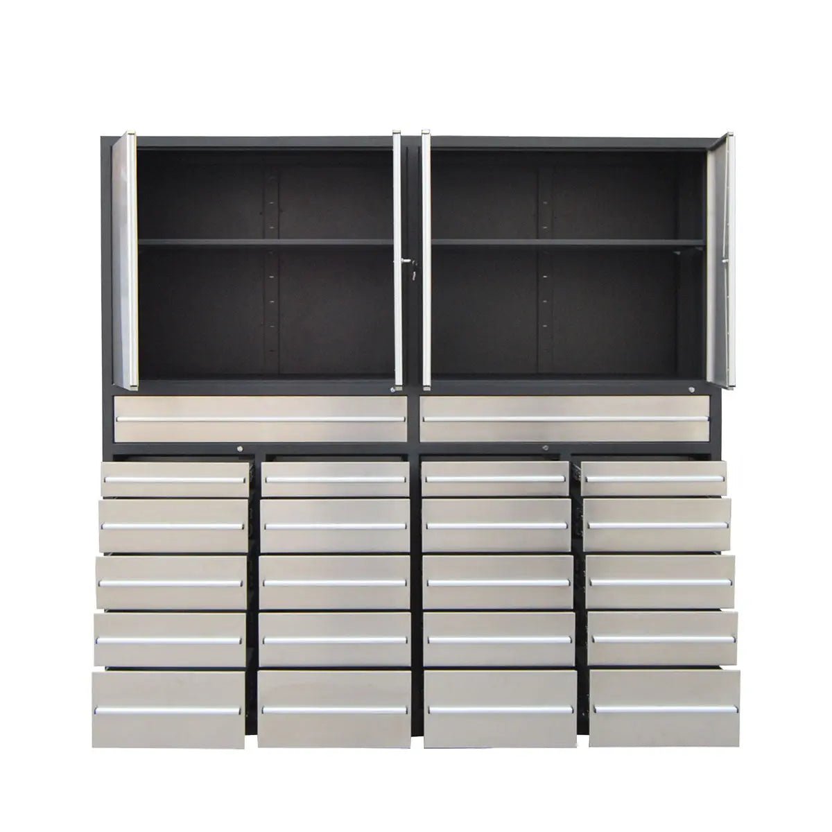 Pro Series 7-Ft 22 Drawer Stainless Steel Storage Chest, Top Cabinets, All-in-One Welded Frame, Keyed Alike Locks, TMG-SC22DS