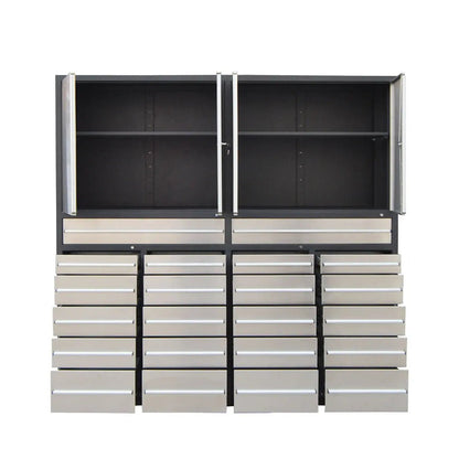 Pro Series 7-Ft 22 Drawer Stainless Steel Storage Chest, Top Cabinets, All-in-One Welded Frame, Keyed Alike Locks, TMG-SC22DS
