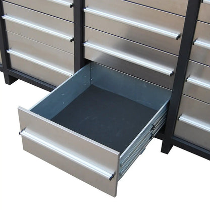 Pro Series 7-Ft 22 Drawer Stainless Steel Storage Chest, Top Cabinets, All-in-One Welded Frame, Keyed Alike Locks, TMG-SC22DS