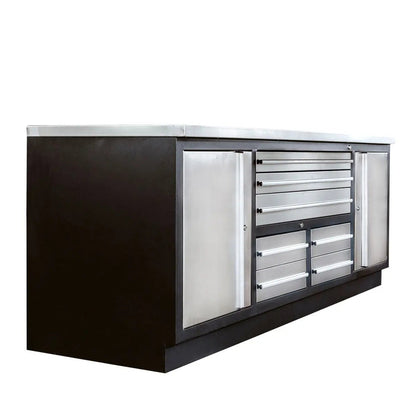 Pro Series 7’ Stainless Steel Workbench, 7 Lockable Drawers, 2 Storage Cabinets, All-in-One Welded Frame, TMG-WB707S (Previously TMG-WB85S)