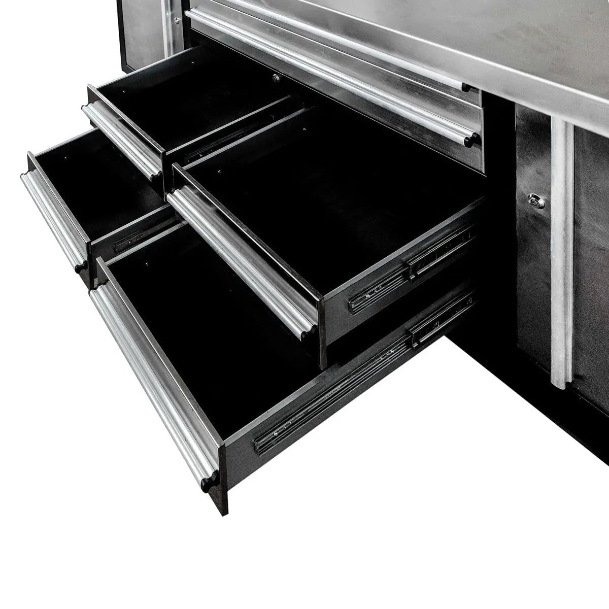 Pro Series 7’ Stainless Steel Workbench, 7 Lockable Drawers, 2 Storage Cabinets, All-in-One Welded Frame, TMG-WB707S (Previously TMG-WB85S)