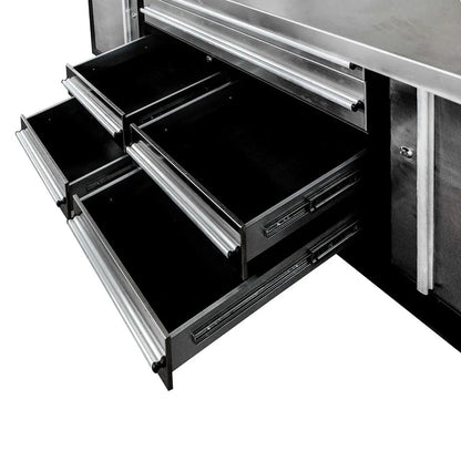 Pro Series 7’ Stainless Steel Workbench, 7 Lockable Drawers, 2 Storage Cabinets, All-in-One Welded Frame, TMG-WB707S (Previously TMG-WB85S)