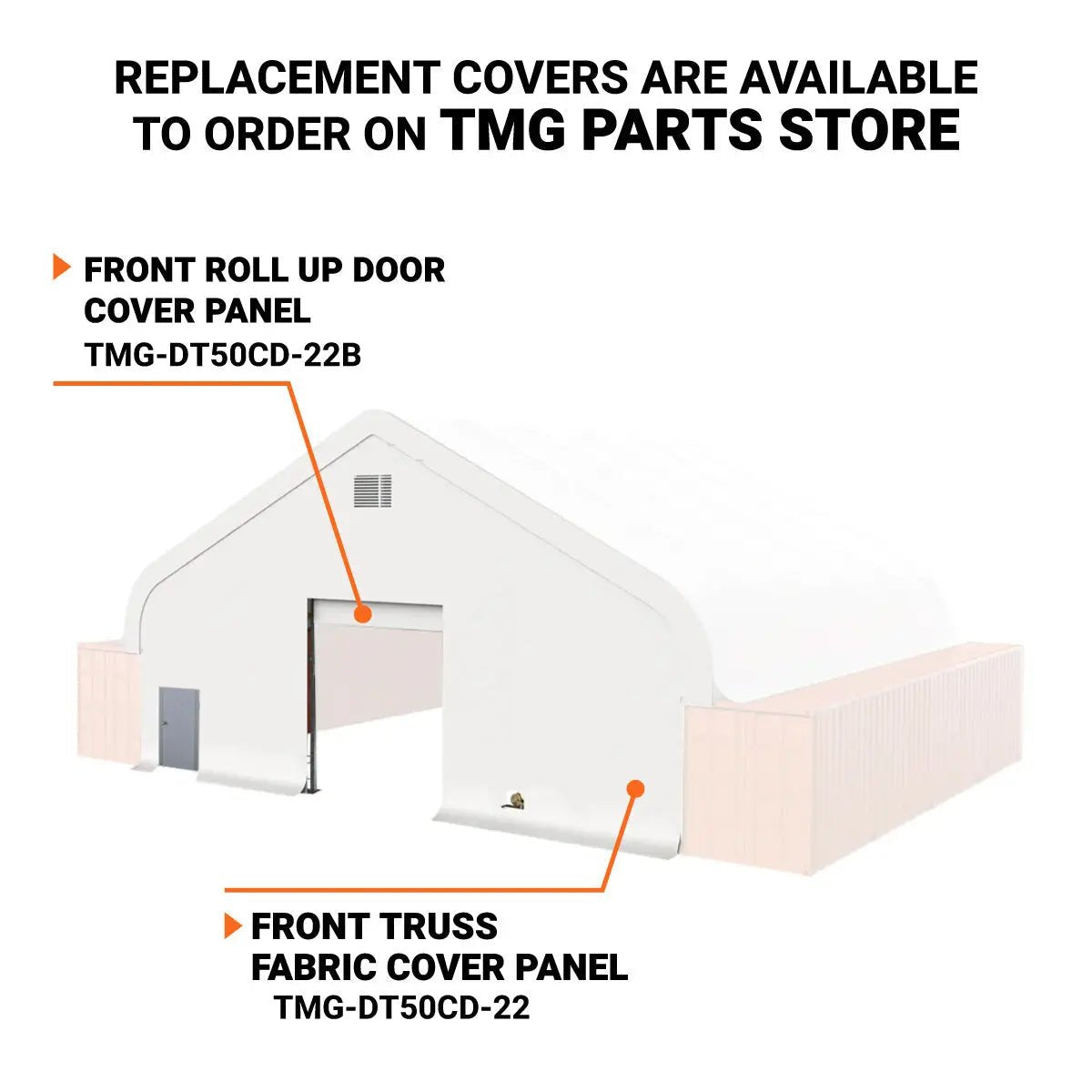 Pro Series Front Wall Kit for Dual Truss Container Shelter TMG-DT5040CF, Steel Man Door and Roll-up Door, TMG-DT50CD