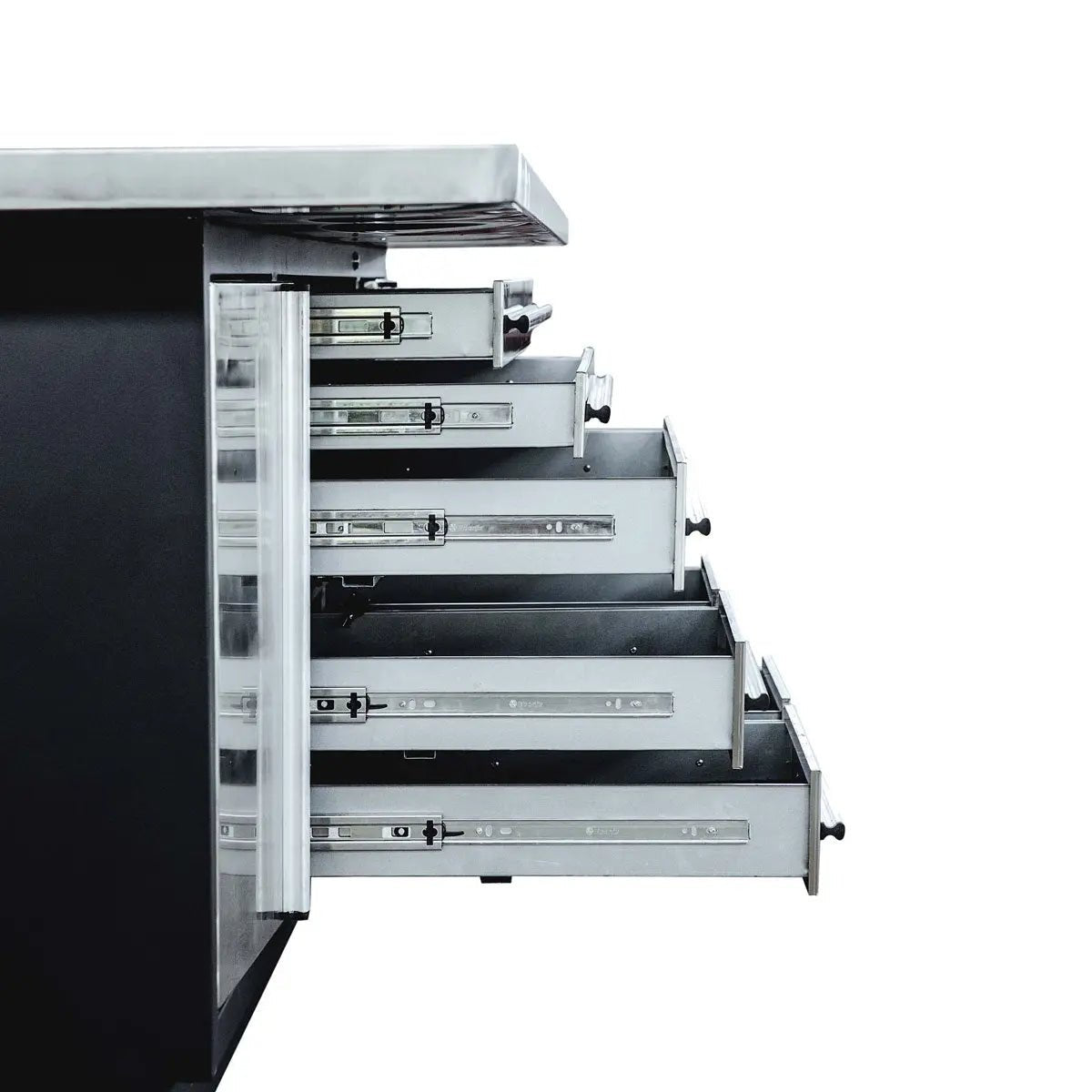 Pro Series Stainless-Steel Extra-Large 85″ x 45″ Platform Workbench, 7 Lockable Drawers, 2 Storage Cabinets, All-in-One Welded Frame, TMG-WB708S (Previously TMG-WB85XS)