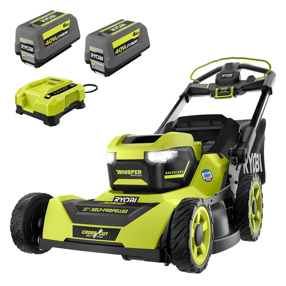 RYOBI 40v Hp brushless 21″ self-propelled AWD dual-blade mower kit