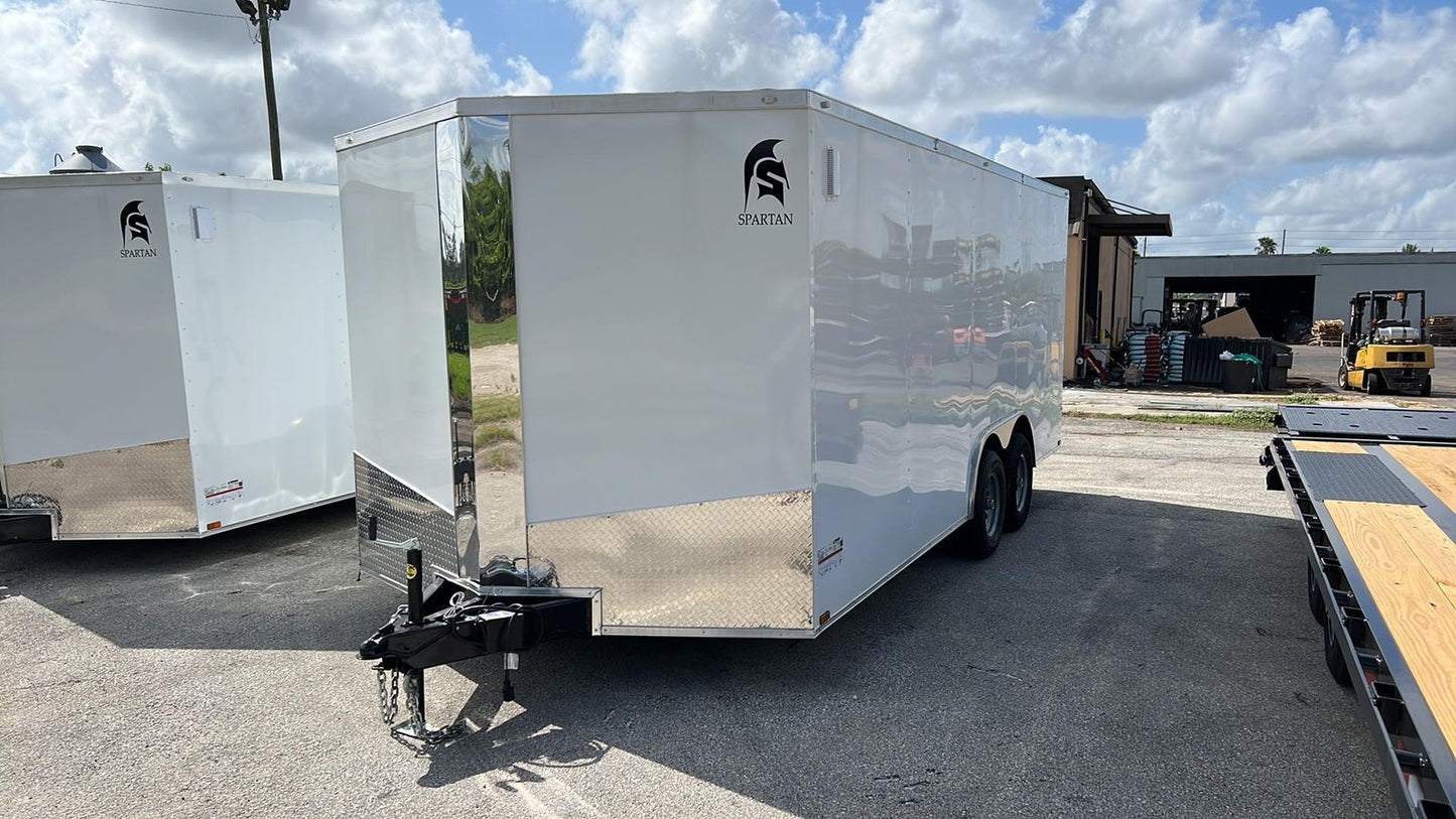 Spartan 8.5X18 Tandem Axle Enclosed Cargo Trailer | White | SP8.5X18TA