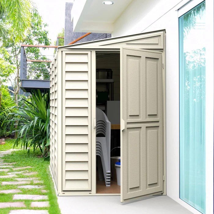 SideMate 4 ft. W x 8 ft. D Plastic Lean-To Storage Shed Installation Included