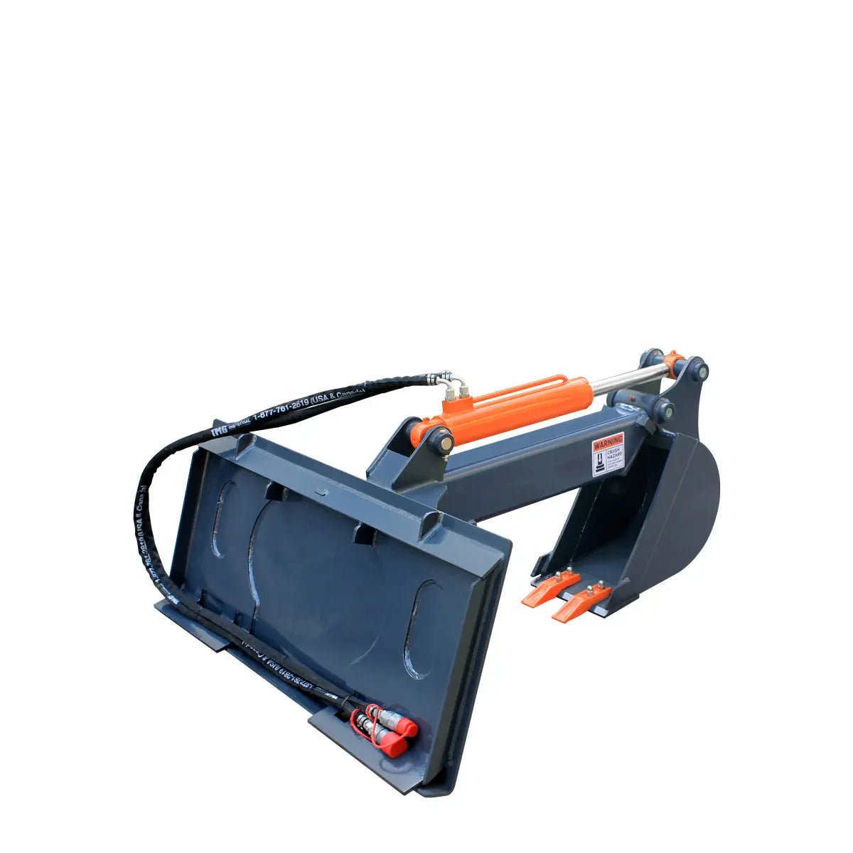 Skid Steer Backhoe Attachment, 12″ Bucket Included, 30-60 HP Carriers, 59″ Digging Depth, TMG-SBH45