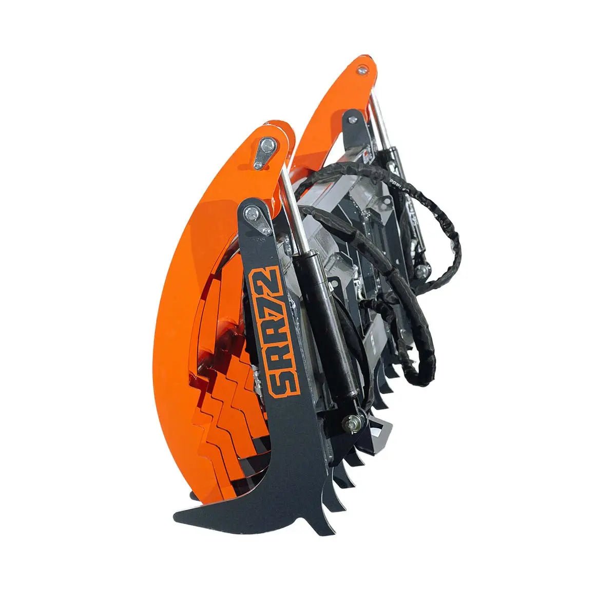 Skid Steer Skeleton Root Rake Grapple, 2600 LB Grapple Capacity, Twin Cylinders, 7″ Tine Spacing, TMG-SRR72