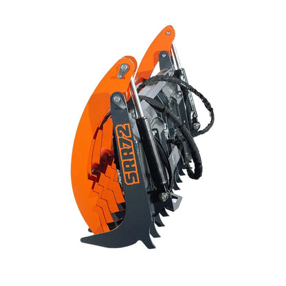 Skid Steer Skeleton Root Rake Grapple, 2600 LB Grapple Capacity, Twin Cylinders, 7″ Tine Spacing, TMG-SRR72
