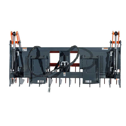 Skid Steer Skeleton Root Rake Grapple, 2600 LB Grapple Capacity, Twin Cylinders, 7″ Tine Spacing, TMG-SRR72