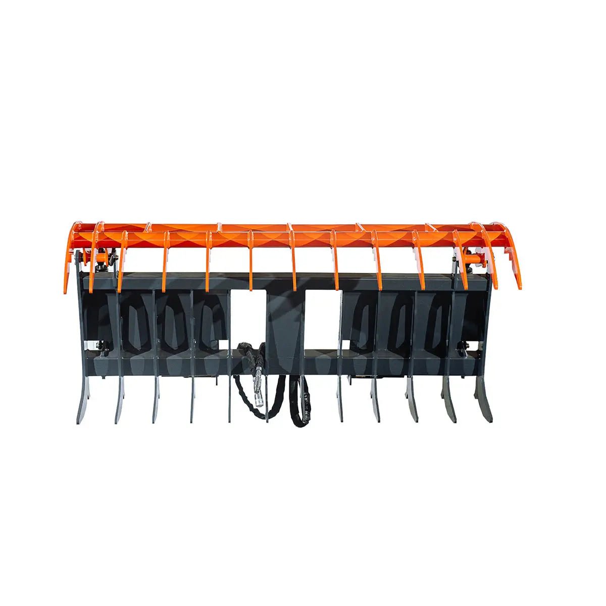 Skid Steer Skeleton Root Rake Grapple, 2600 LB Grapple Capacity, Twin Cylinders, 7″ Tine Spacing, TMG-SRR72