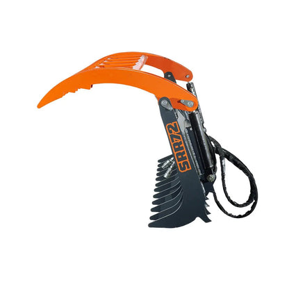 Skid Steer Skeleton Root Rake Grapple, 2600 LB Grapple Capacity, Twin Cylinders, 7″ Tine Spacing, TMG-SRR72