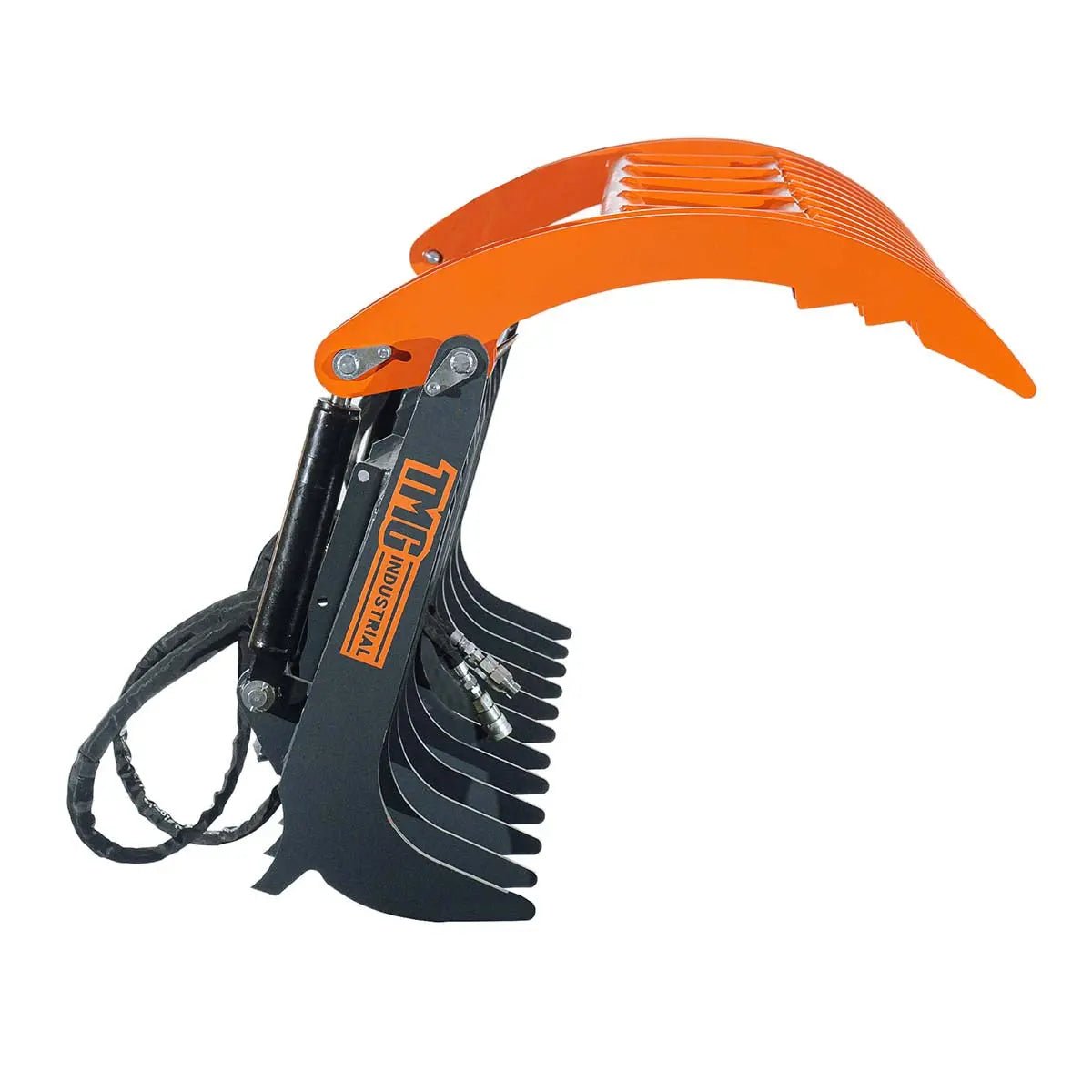 Skid Steer Skeleton Root Rake Grapple, 2600 LB Grapple Capacity, Twin Cylinders, 7″ Tine Spacing, TMG-SRR72