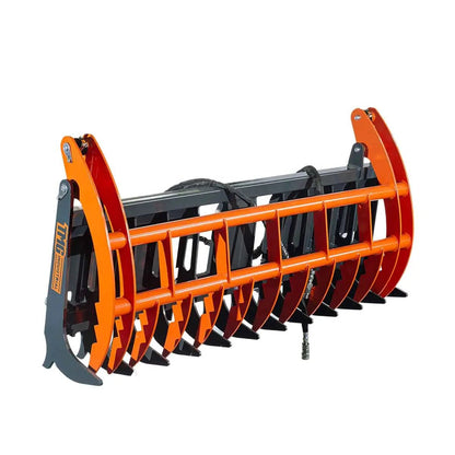 Skid Steer Skeleton Root Rake Grapple, 2600 LB Grapple Capacity, Twin Cylinders, 7″ Tine Spacing, TMG-SRR72