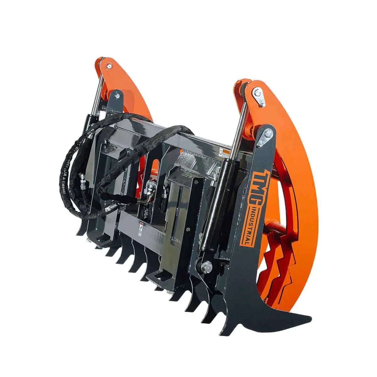 Skid Steer Skeleton Root Rake Grapple, 2600 LB Grapple Capacity, Twin Cylinders, 7″ Tine Spacing, TMG-SRR72