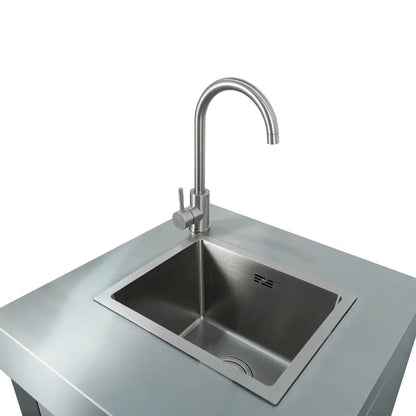 Stainless Steel Outdoor Kitchen, 6 Main Burners, Rear Burner, Side Burner, Integrated Sink & Refrigerator, CSA/CE Certified, TMG-LKS08