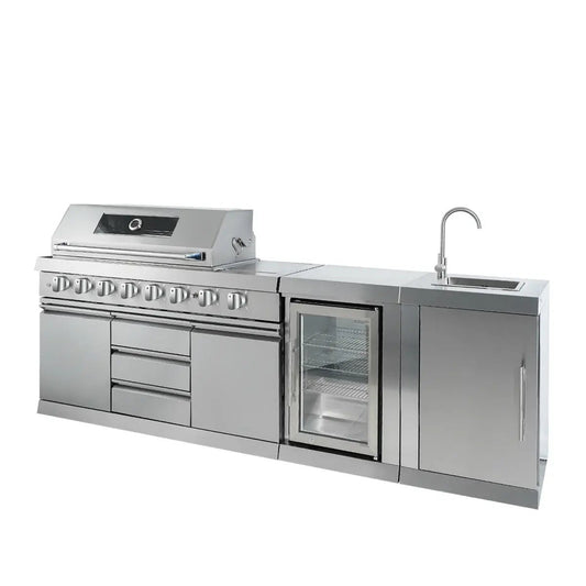 Stainless Steel Outdoor Kitchen, 6 Main Burners, Rear Burner, Side Burner, Integrated Sink & Refrigerator, CSA/CE Certified, TMG-LKS08