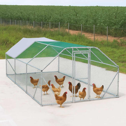 10’ x 20’ Wire Mesh Chicken Run Shelter Coop, Galvanized Steel, 200 Sq-Ft, Lockable Gate, PVC Coated Mesh, TMG-CRS1020