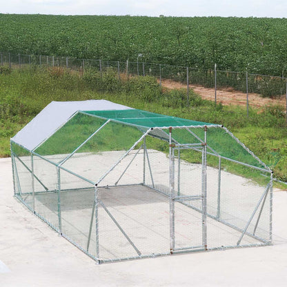 10’ x 20’ Wire Mesh Chicken Run Shelter Coop, Galvanized Steel, 200 Sq-Ft, Lockable Gate, PVC Coated Mesh, TMG-CRS1020