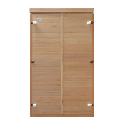 TMG LIVING 1-2 Person Indoor FAR Infrared Sauna Room, Natural Canadian Hemlock, Bluetooth Speakers, Tempered Glass Door, TMG-LSN10