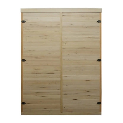 TMG LIVING 3 Person Corner Indoor FAR Infrared Sauna Room, Natural Canadian Hemlock, Bluetooth Speakers, Tempered Glass Door, TMG-LSN40