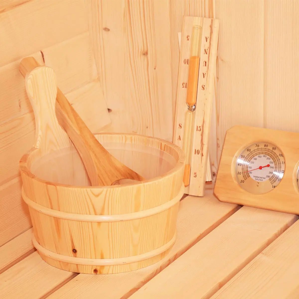 TMG LIVING Outdoor White Pine Barrel Sauna, Three Person, Tempered Glass Door, TMG-LSN41