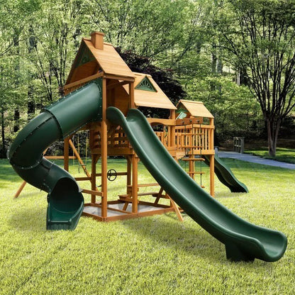 Treasure Trove II Swing Set /Tongue and Groove Wood Roof